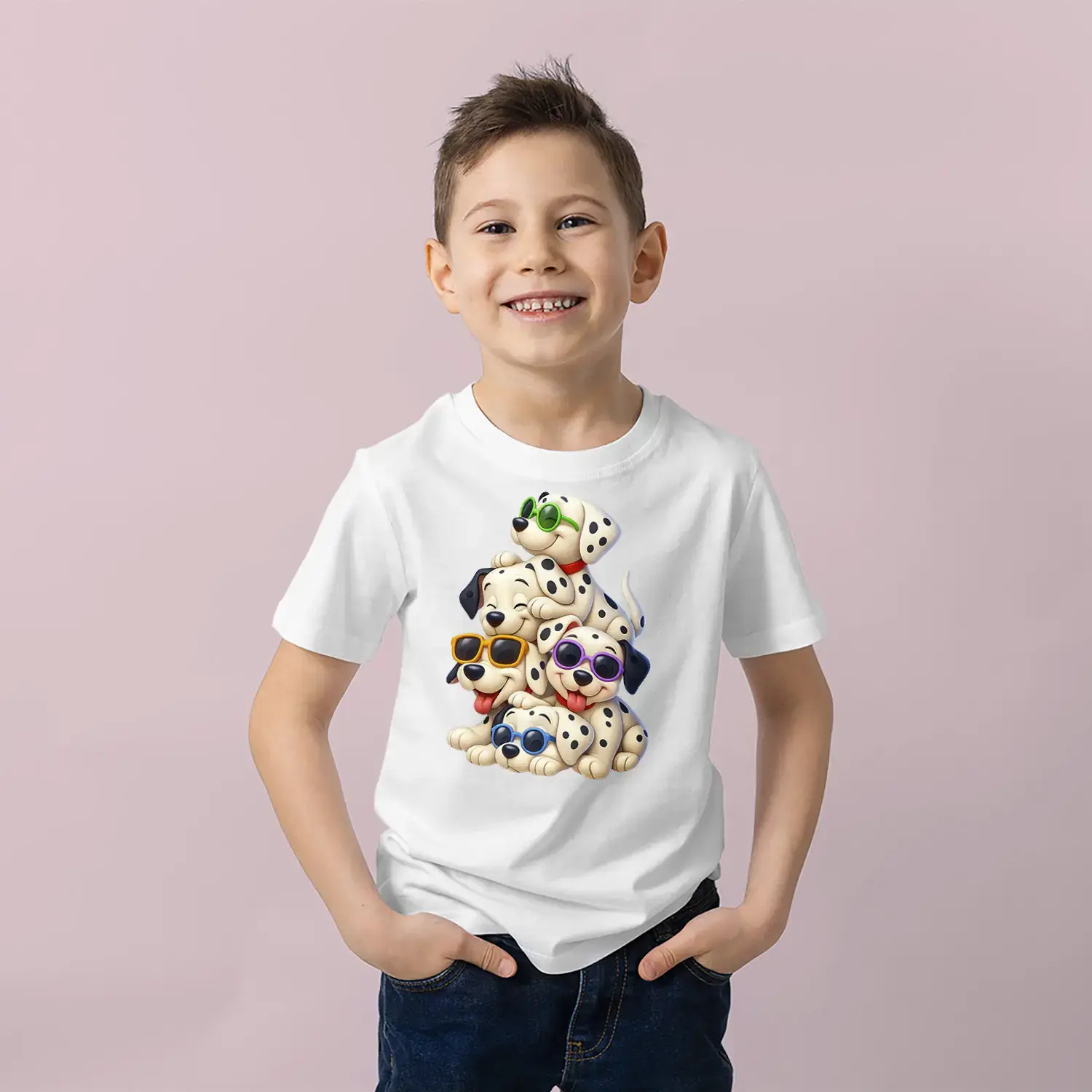 Sevimli Köpekler Baskılı Erkek Çocuk Tişört