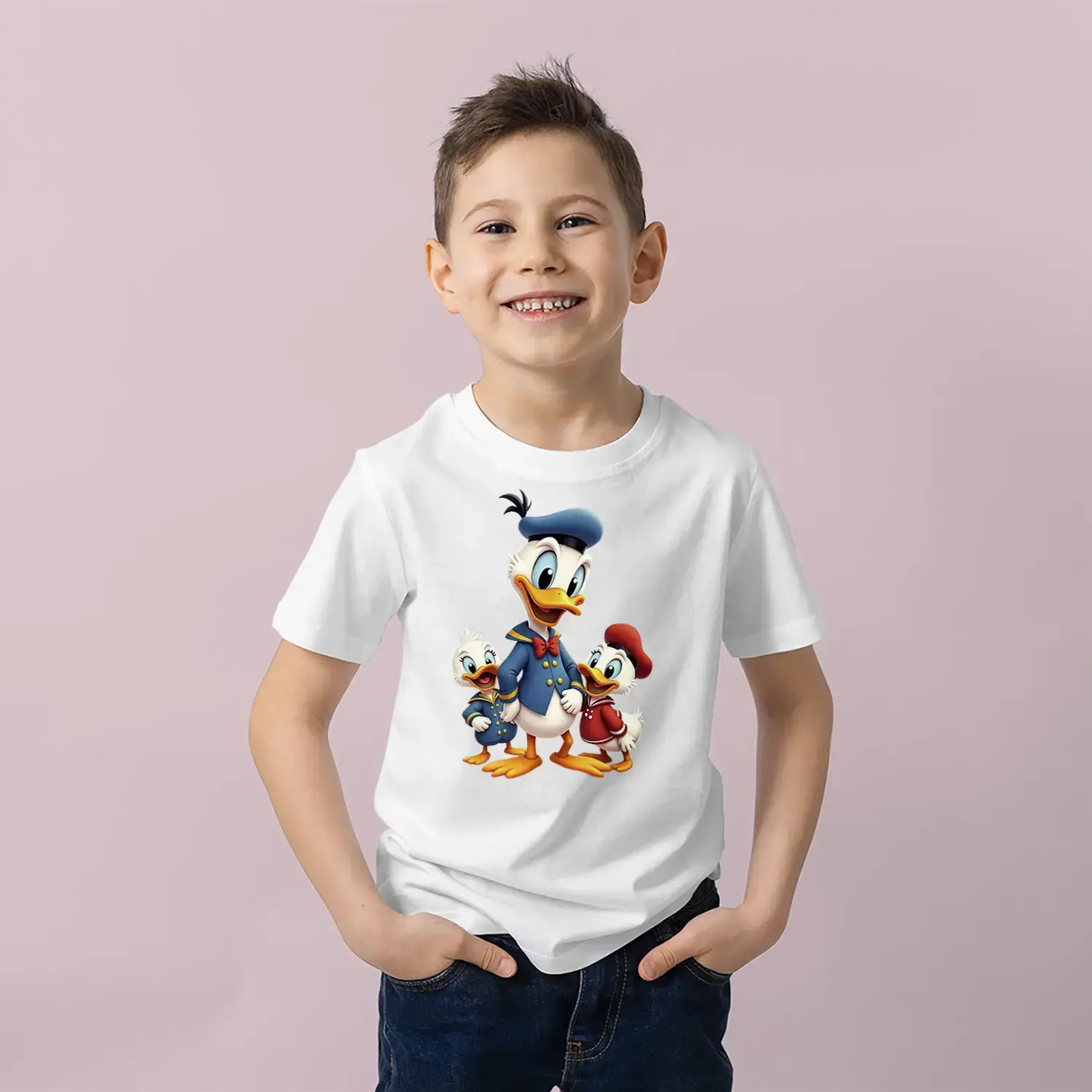 Sevimli Ördek Ailesi Baskılı Erkek Çocuk Tişört