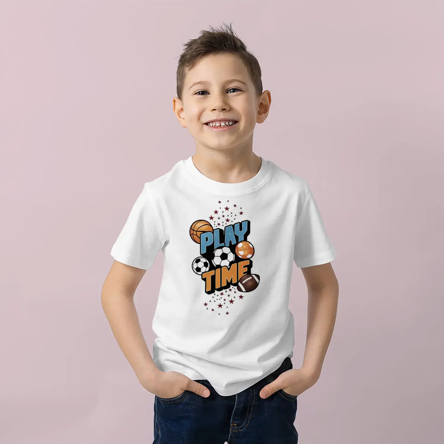 Spor Topları Play Time Baskılı Erkek Çocuk Tişört