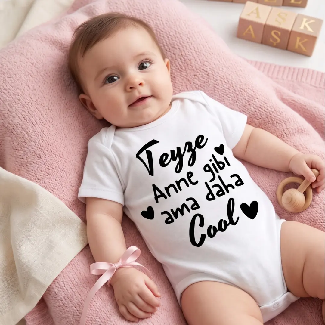 Teyze Anne Gibi Ama Daha Cool Baskılı Zıbın