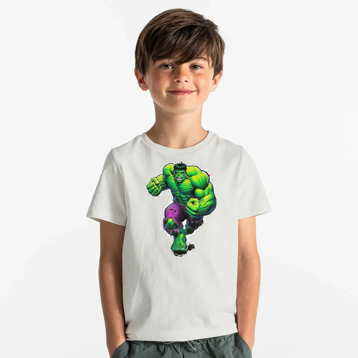 Yeşil Dev Güç Kahramanı Baskılı Erkek Çocuk Tişört