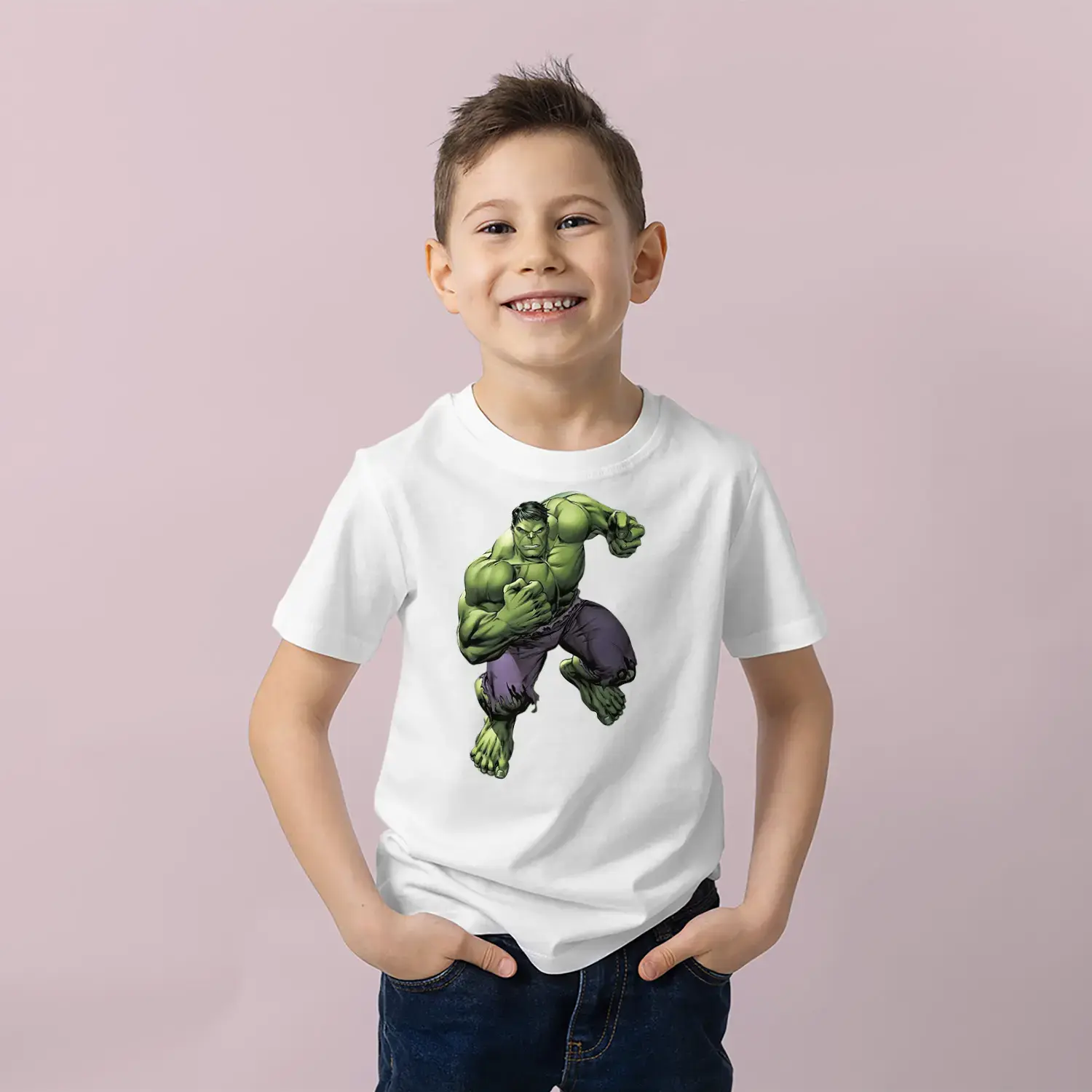 Yeşil Dev Güç Karakter Baskılı Erkek Çocuk Tişört