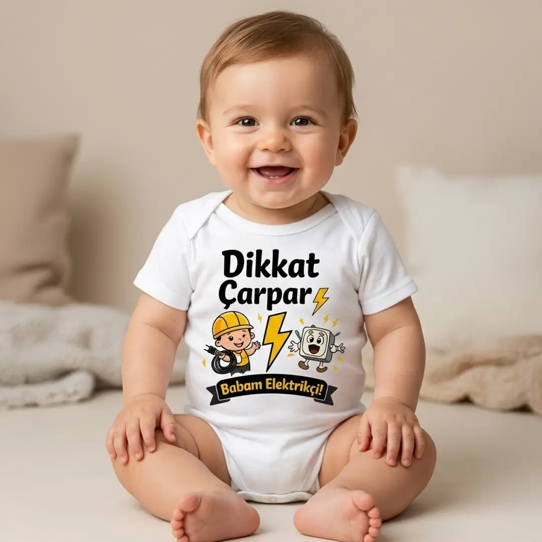 Dikkat Çarpar Babam Elektrikçi Baskılı Zıbın